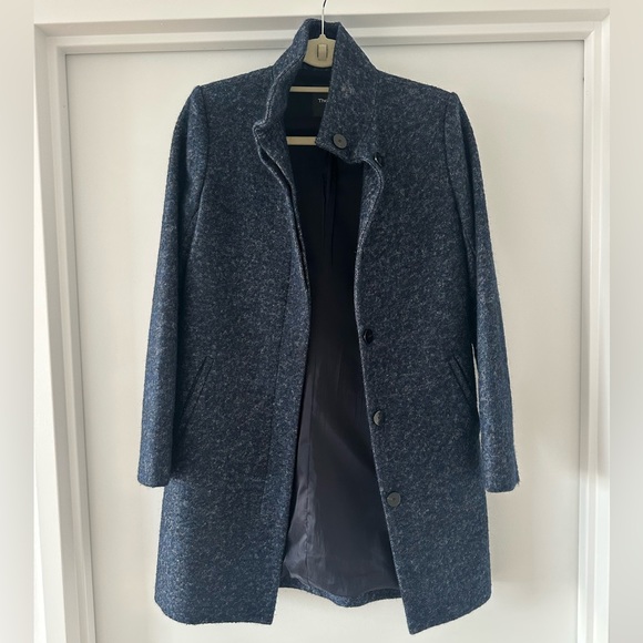 Theory Navy Textured Wool Coat - Picture 2 of 7